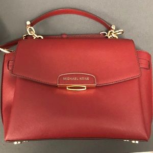 Michael Kors Rochelle Brandy Red Leather Medium Satchel Crossbody